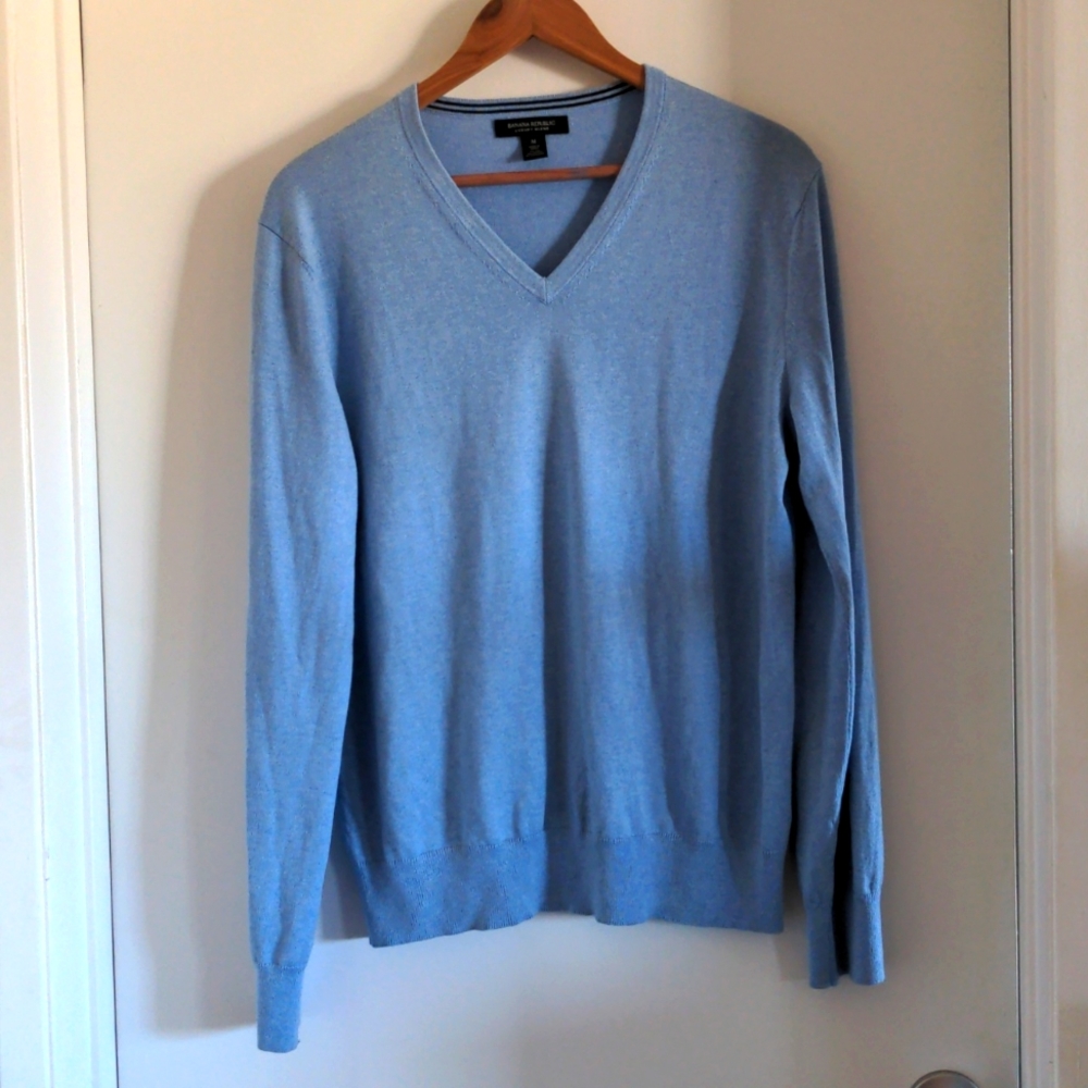 COPY - Banana Republic Luxury Blend V-Neck Sweater, Medium, Cerulean Blue